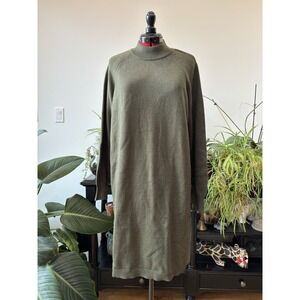 NWOT‎ ROOTS Mock Neck Dark Loden Green Sweater Dress Size Medium preppy winter